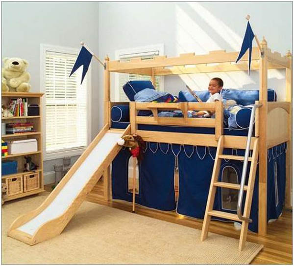 Kids bunk beds with slides