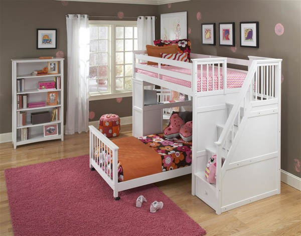 Kids loft bunk beds with stairs