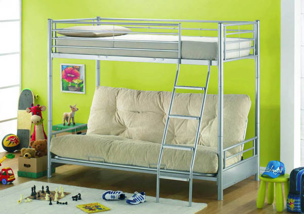 Stylish metal futon bunk beds