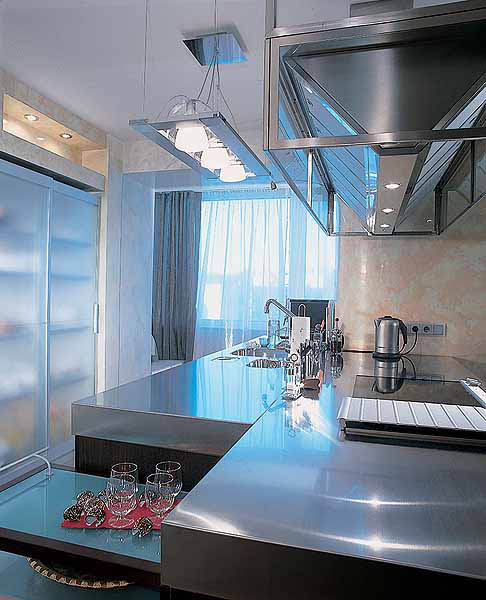 Stainless steel countertop modern kitchen lighting fixtures
