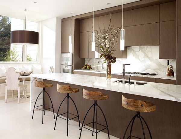 Kitchen countertop with wood stool