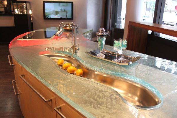Kitchen with glass countertop