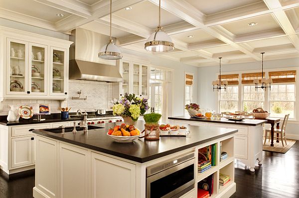 Large kitchen remodeling with white furniture