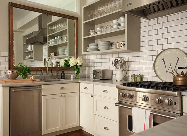 White kitchen cabinet interiors