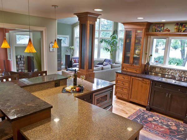 itchen and living room with variant countertops